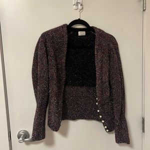 Aritzia Wilfred le fou rainbow sparkly cardigan sweater